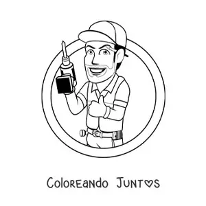 Imagen para colorear de caricatura de un hombre con oficio de albañil