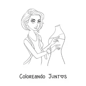 Imagen para colorear de mujer con oficio de modista con un maniquí