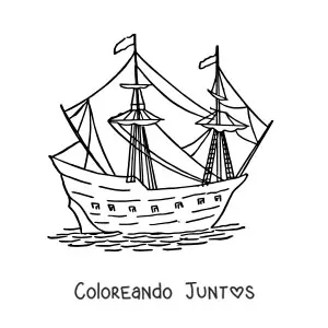 Imagen para colorear de un barco en el mar
