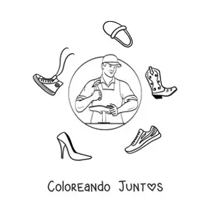 Imagen para colorear de zapatero trabajando en un zapato