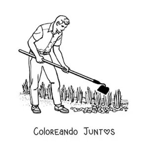 Imagen para colorear de paisajista trabajando en un jardín