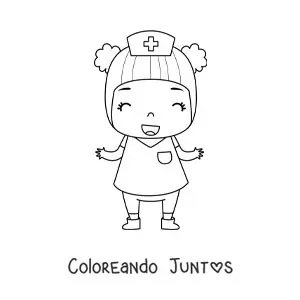 Imagen para colorear de niña enfermera animada