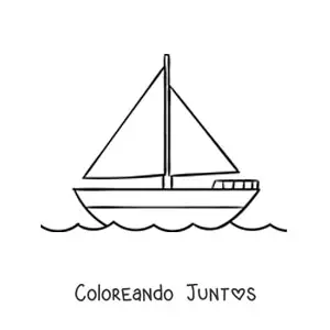 Imagen para colorear de un velero en el mar