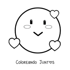 Imagen para colorear de emoji enamorado con corazones alrededor