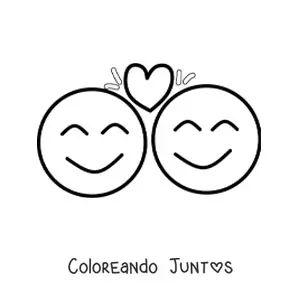 Imagen para colorear de emoji de dos personas enamoradas