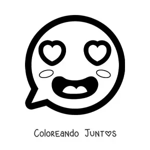 Imagen para colorear de emoji kawaii enamorado con ojos de corazón