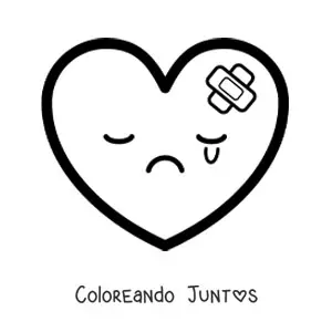 Imagen para colorear de emoji de corazón roto