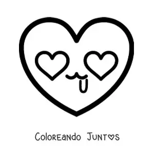 Imagen para colorear de emoji de corazón enamorado grande