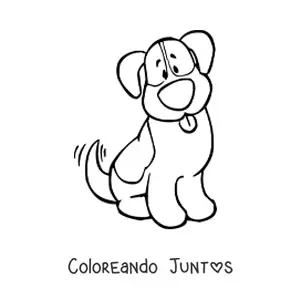 Imagen para colorear de un perro con manchas animado sentado moviendo la cola