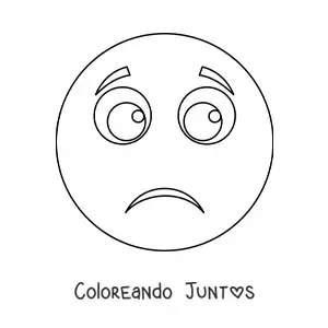 Imagen para colorear de caricatura de emoji triste