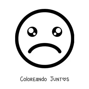 Imagen para colorear de emoji triste kawaii con ojos llorosos