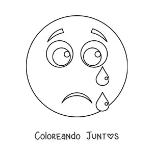 Imagen para colorear de emoji de cara llorando con lágrimas