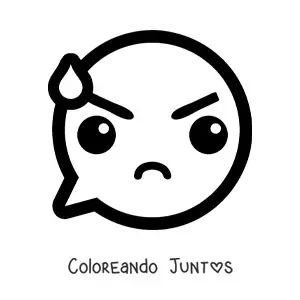 Imagen para colorear de emoji enojado kawaii