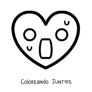 Imagen para colorear de emoji de corazón asustado