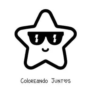 Imagen para colorear de emoji de estrella feliz con lentes de sol
