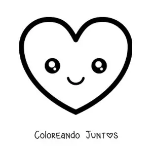 Imagen para colorear de emoji de corazón kawaii sonriendo