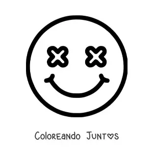 Imagen para colorear de emoji de cara feliz con ojos de cruz