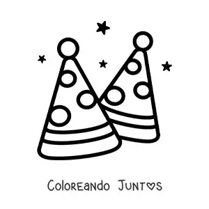 Imagen para colorear de emoji de gorros de fiesta de cumpleaños