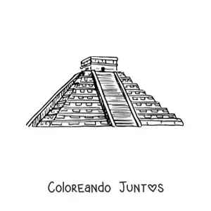 Imagen para colorear de pirámide maya en chichén itzá