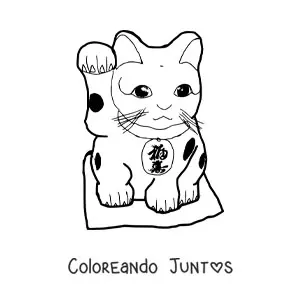 Imagen para colorear de gato chino de la fortuna