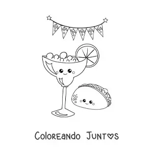 Imagen para colorear de taco animado con tequila