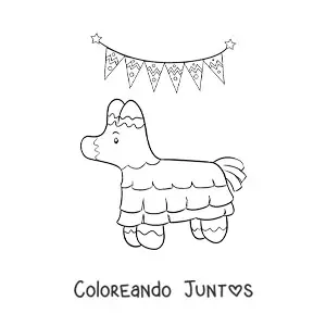 Imagen para colorear de piñata mexicana animada
