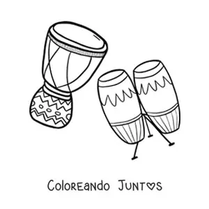 Imagen para colorear de tambores africanos