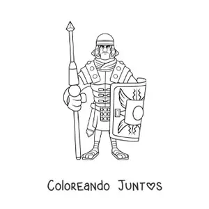 Imagen para colorear de soldado del imperio romano animado