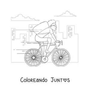Imagen para colorear de un repartidor en bicicleta