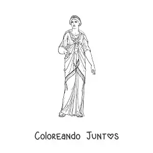 Imagen para colorear de mujer griega con vestido
