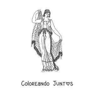 Imagen para colorear de mujer con vestimenta griega antigua