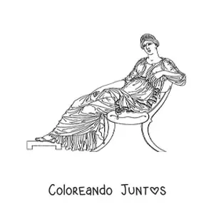 Imagen para colorear de mujer de la civilización griega sentada