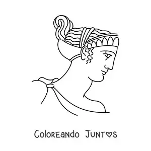 Imagen para colorear de rostro de mujer con peinado griego
