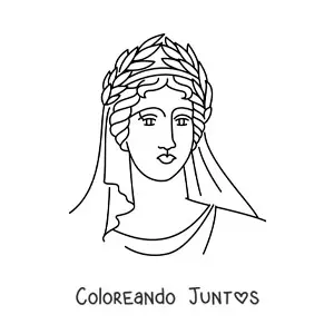 Imagen para colorear de mujer griega con corona de laureles