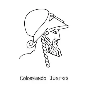 Imagen para colorear de hombre de la grecia antigua con un casco