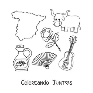 Imagen para colorear de español animado con una paella