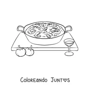 Imagen para colorear de paella tradicional de la cultura española