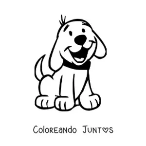 Imagen para colorear de un perro animado feliz sentado