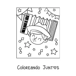 Imagen para colorear de niño de brasil celebrando las fiestas juninas