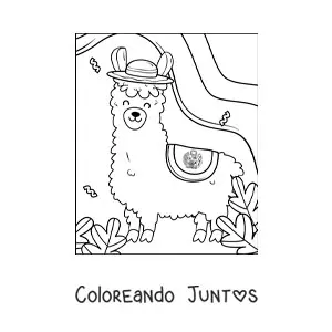 Imagen para colorear de alpaca peruana animada