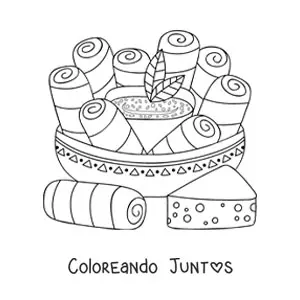 Imagen para colorear de tequeños venezolanos tradicionales