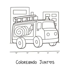 Imagen para colorear de una caricatura de un camión de bomberos