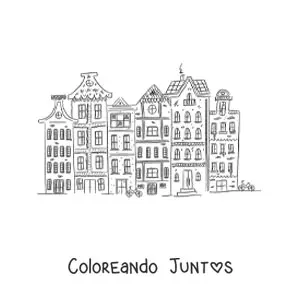 Imagen para colorear de arquitectura de amsterdam
