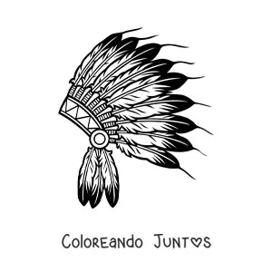 Imagen para colorear de penacho de plumas de pueblos nativos americanos