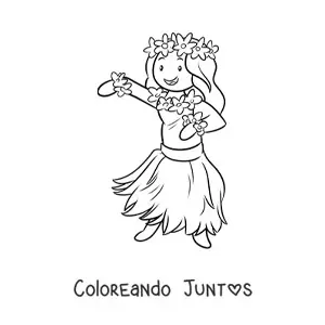 Imagen para colorear de niña bailarina de hula