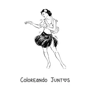 Imagen para colorear de bailarina de hula