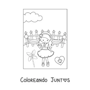 Imagen para colorear de niña celebrando el canada day
