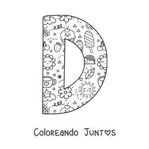 Imagen para colorear de la letra d con dibujos animados