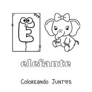 Imagen para colorear de e de elefante