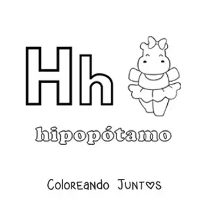 Imagen para colorear de h de hipopótamo